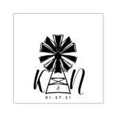 Boerderij Windmolen Logo Bruiloft Rubberstempel (Afrduk)