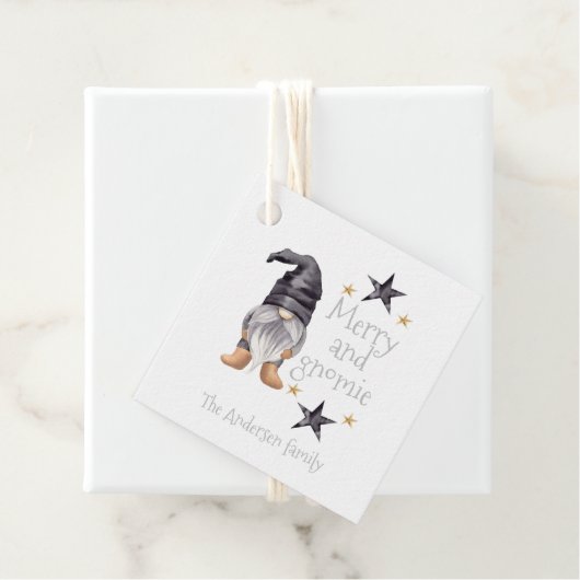 Boerderij Winter Waterverf Gnome voor Kerstmis Bedankjes Labels (In situ)