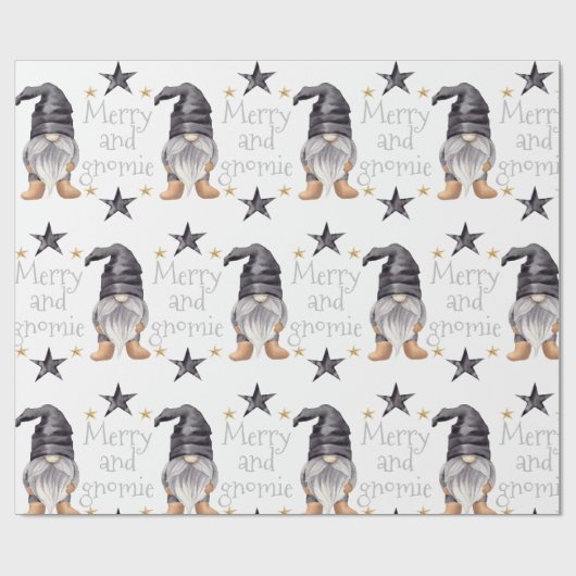 Boerderij Winter Waterverf Gnome voor Kerstmis Cadeaupapier (Vlak)