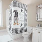 Boerderij Winter Waterverf Gnome voor Kerstmis Douchegordijn (In situ)