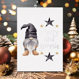 Boerderij Winter Waterverf Gnome voor Kerstmis Folie Feestdagenkaart