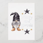 Boerderij Winter Waterverf Gnome voor Kerstmis Folie Feestdagenkaart (Voorkant)