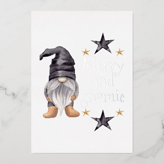 Boerderij Winter Waterverf Gnome voor Kerstmis Folie Feestdagenkaart (Voorkant)