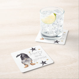 Boerderij Winter Waterverf Gnome voor Kerstmis Kartonnen Onderzetters