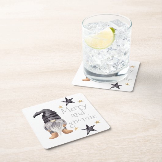 Boerderij Winter Waterverf Gnome voor Kerstmis Kartonnen Onderzetters (Insitu)