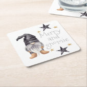 Boerderij Winter Waterverf Gnome voor Kerstmis Kartonnen Onderzetters (Schuin)