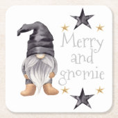 Boerderij Winter Waterverf Gnome voor Kerstmis Kartonnen Onderzetters (Voorkant)