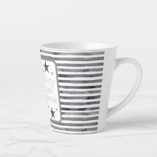 Boerderij Winter Waterverf Gnome voor Kerstmis Latte Mok (Rechts)