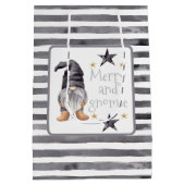 Boerderij Winter Waterverf Gnome voor Kerstmis Medium Cadeauzakje (Achterkant)