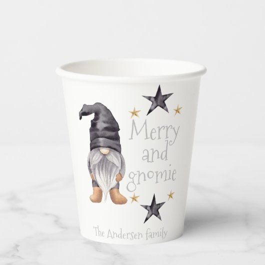 Boerderij Winter Waterverf Gnome voor Kerstmis Papieren Bekers (Voorkant)