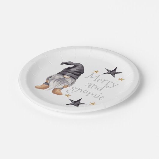 Boerderij Winter Waterverf Gnome voor Kerstmis Papieren Bordje (Gekanteld)