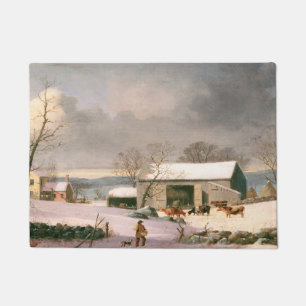  Boerderij winterkerst op de kerst van de wintertu Deurmat