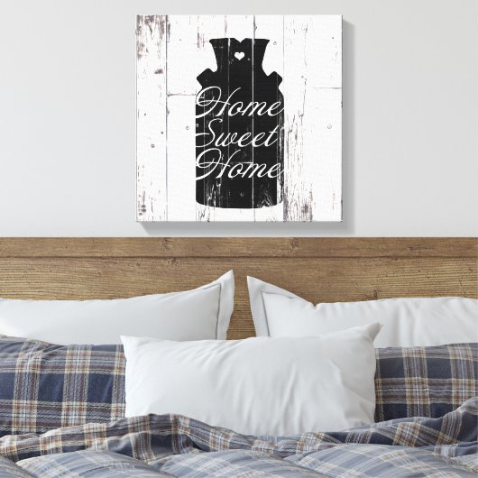 Boerderij Wit Hout Rustiek Melkkannetje Home Sweet Canvas Afdruk (Insitu (Slaapkamer))