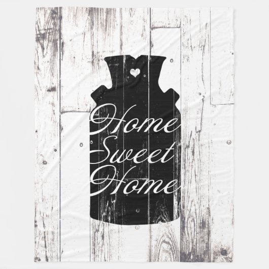 Boerderij Wit Hout Rustiek Melkkannetje Home Sweet Fleece Deken (Voorkant)