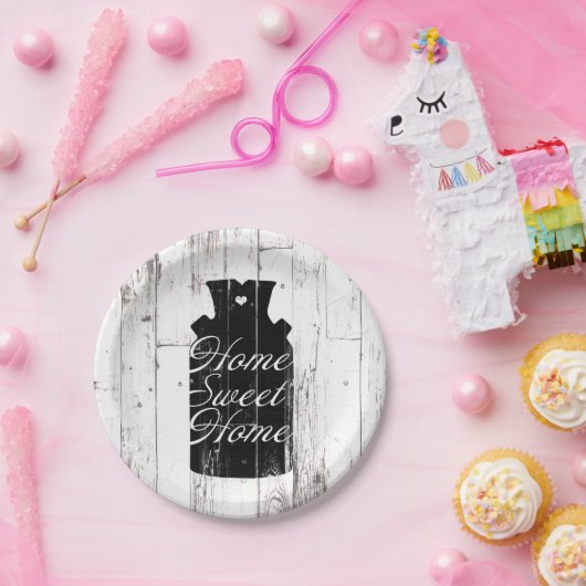 Boerderij Wit Hout Rustiek Melkkannetje Home Sweet Papieren Bordje (Feest)
