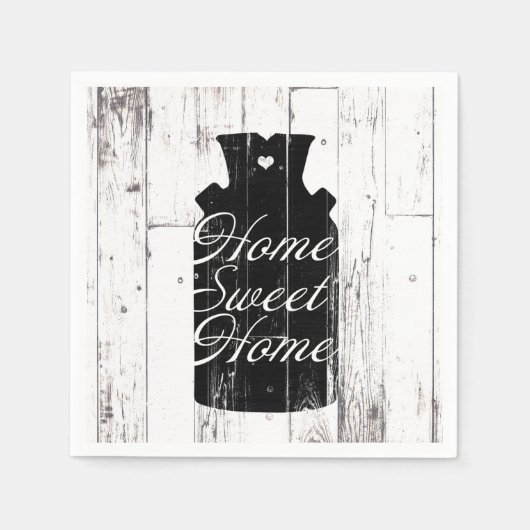 Boerderij Wit Hout Rustiek Melkkannetje Home Sweet Servetten (Voorkant)