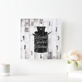 Boerderij Wit Hout Rustiek Melkkannetje Home Sweet Vierkante Klok (Huis)