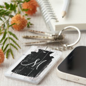 Boerderij Wit Houten Rustieke Melkkruik Monogram Sleutelhanger (Voorkant Rechts)