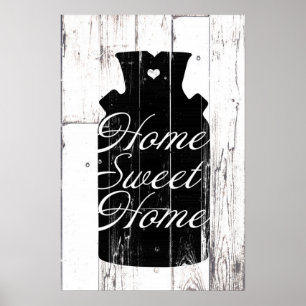 Boerderij Witte Houten Rustieke Melkkan Huis Muur  Poster