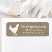 Boerderij Witte Kip Silhouet & Faux Burlap Etiket (Insitu)