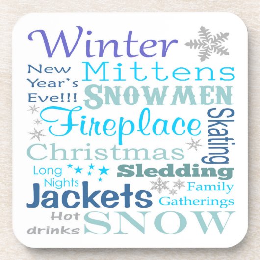 Boerderij Woorden van Winter Typografie Schattige Bier Onderzetter (Voorkant)