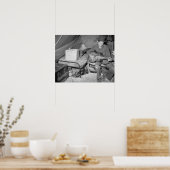 Boerderij Worker Plays Guitar, 1939.  foto Poster (Keuken)