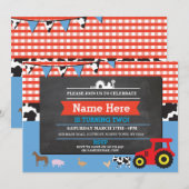 Boerderij Yard Birthday Party Animal Pig Tractor I Kaart (Voorkant / Achterkant)