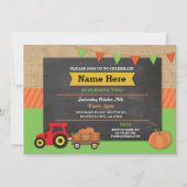 Boerderij Yard Birthday Party Pumpkin Tractor Invi Kaart (Voorkant)