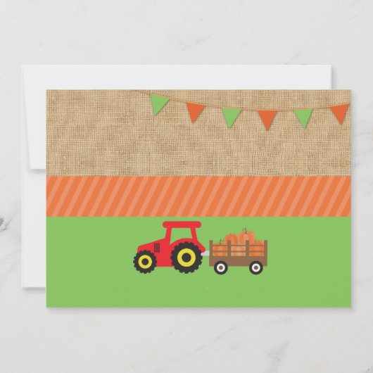 Boerderij Yard Birthday Party Pumpkin Tractor Invi Kaart (Achterkant)