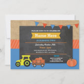 Boerderij Yard Birthday Party Pumpkin Tractor Invi Kaart (Voorkant)