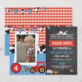 Boerderij Yard Foto Verjaardagsfeest Blue Boy's In Kaart (Voorkant / Achterkant)