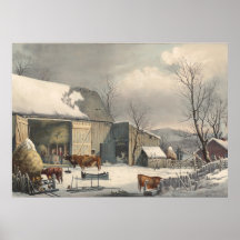 Boerderij-Yard in Winter - GH Durrie Fine Art Post