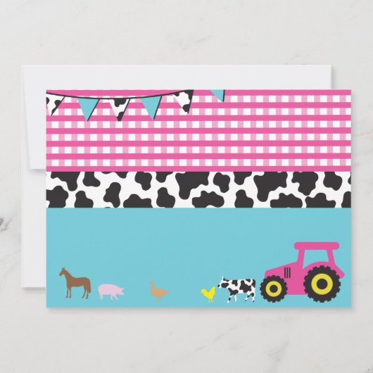 Boerderij Yard Verjaardag Party Animal Pig Tractor Kaart (Achterkant)