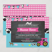 Boerderij Yard Verjaardag Party Animal Pig Tractor Kaart (Voorkant / Achterkant)