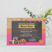 Boerderij Yard Verjaardag Party Pompoen Tractor Ui Kaart (Staand voorkant)