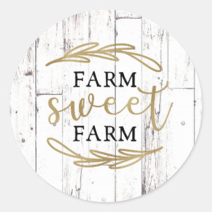 Boerderij Zoete Boerderij Witte Houten Landelijke  Ronde Sticker