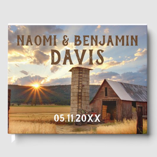 Boerderij & Zonnebloemen bruiloft gastenboek (Voorkant)