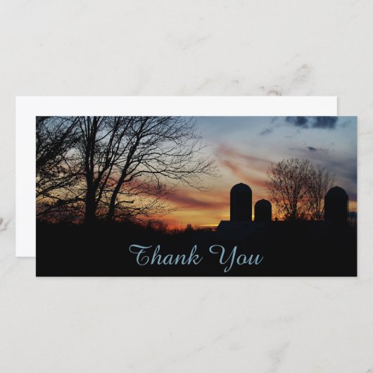 Boerderij Zonsondergang Bedankkaart (Voorkant / Achterkant)