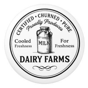 Boerderij Zuivel Label Vintage Typografie Keramisc Keramische Knop