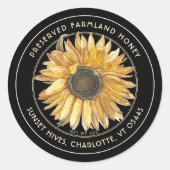 Boerderij Zwart Honey Label met Zonnebloem (Voorkant)