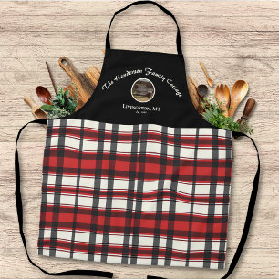 Boerderij Zwart Rode Buffalo Plaid Aangepaste Foto Schort