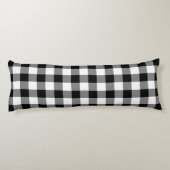 Boerderij Zwart Wit Rustieke Gingham Check Plaid Lichaamskussen (Achterkant)