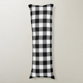 Boerderij Zwart Wit Rustieke Gingham Check Plaid Lichaamskussen (Voorkant Verticaal)