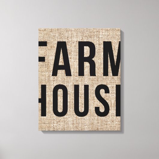 BOERDERIJ Zwarte Lettertype Rustieke Jute Zak Canvas Afdruk (Voorkant)
