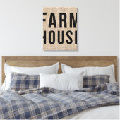 BOERDERIJ Zwarte Lettertype Rustieke Jute Zak Canvas Afdruk (Insitu (Slaapkamer))