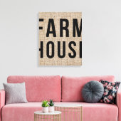 BOERDERIJ Zwarte Lettertype Rustieke Jute Zak Canvas Afdruk (Insitu (Woonkamer))