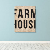 BOERDERIJ Zwarte Lettertype Rustieke Jute Zak Canvas Afdruk (Insitu (Houten vloer))