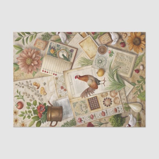 Boerderijcollage in vintage stijl tissuepapier (Voorkant)