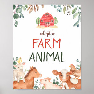 Boerderijdier Adoptie Bord Knuffel Dierenfeestje Poster