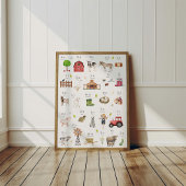 Boerderijdier Alfabet ABC Poster Kinderkamer Decor